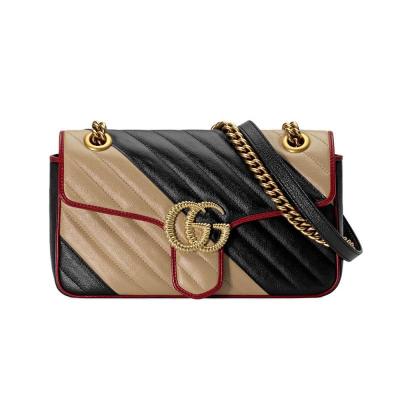 Gucci GG Marmont Small Shoulder Bag 443497 Beige/Black