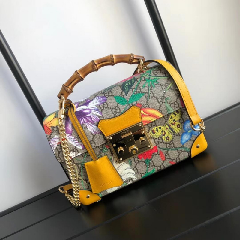 Gucci Padlock GG Flora Small Bamboo Shoulder Bag 603221