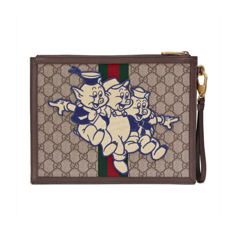Gucci GG Supreme Pouch With Three Little Pigs 557697