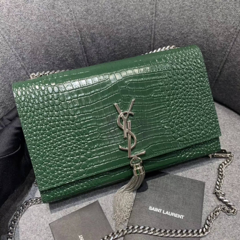 Saint Laurent Medium Kate Tassel Chain Bag In Crocodile Leather 354119