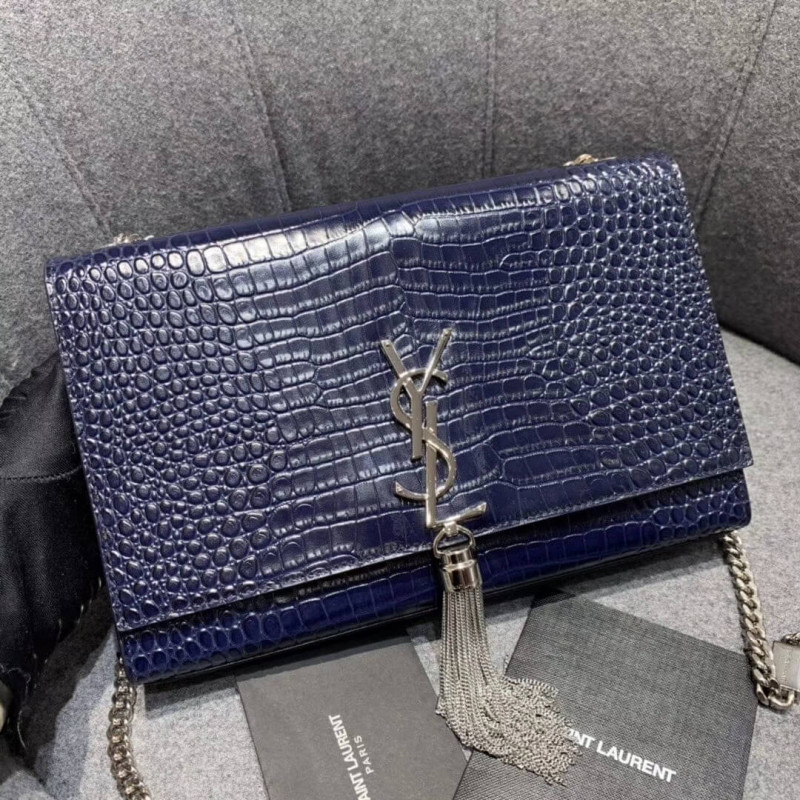 Saint Laurent Medium Kate Tassel Chain Bag In Crocodile Leather 354119