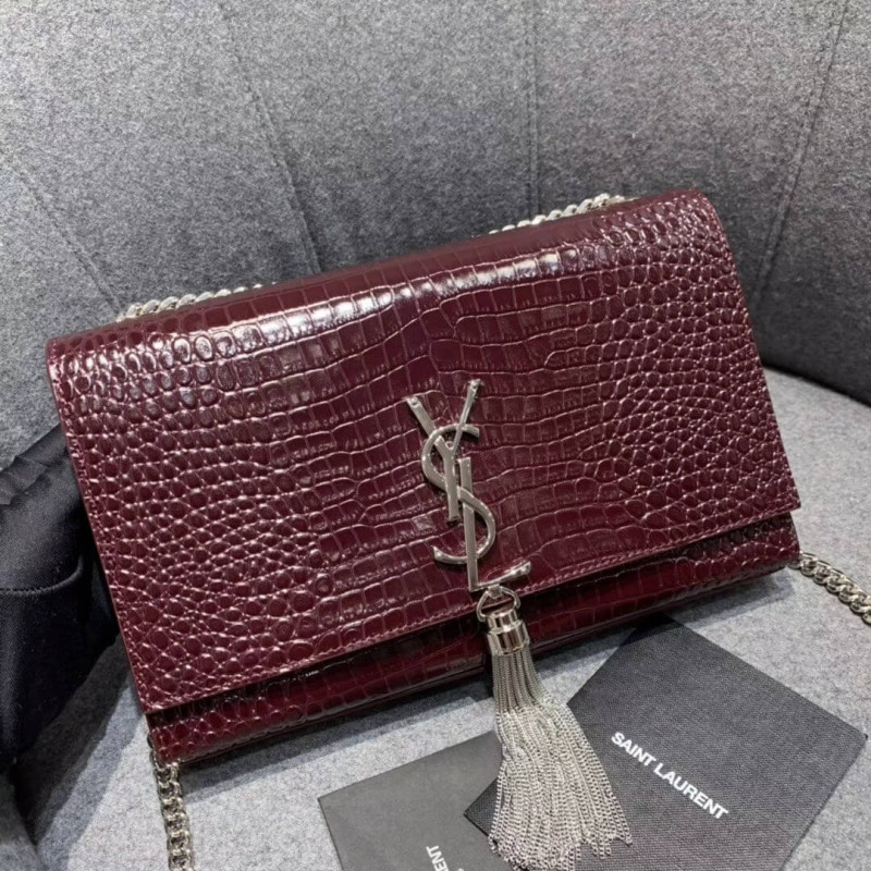 Saint Laurent Medium Kate Tassel Chain Bag In Crocodile Leather 354119