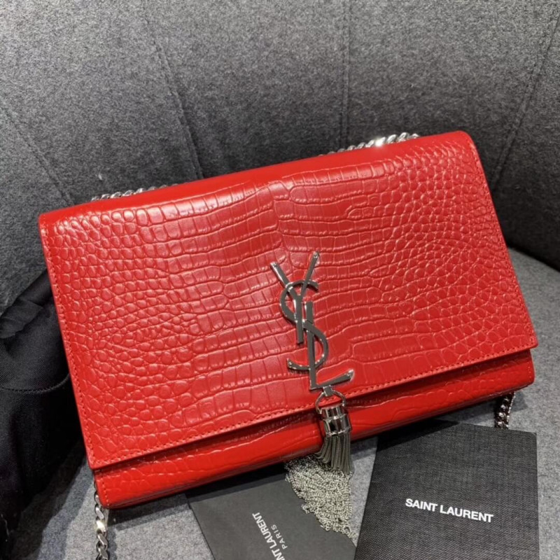 Saint Laurent Medium Kate Tassel Chain Bag In Crocodile Leather 354119