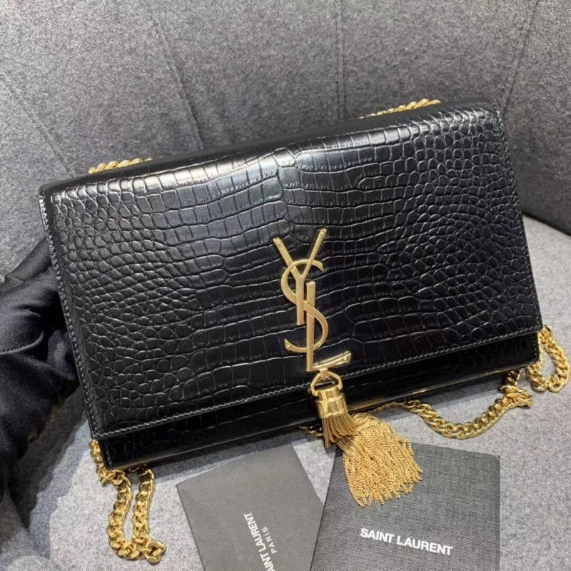 Saint Laurent Medium Kate Tassel Chain Bag In Crocodile Leather 354119