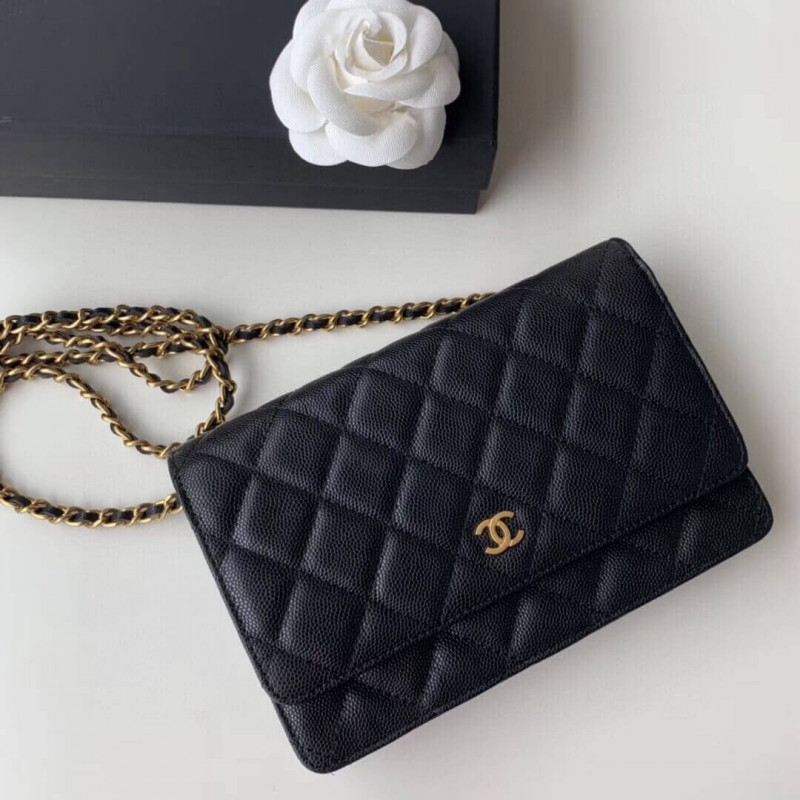 Chanel Caviar Quilted Wallet On Chain Woc A33814