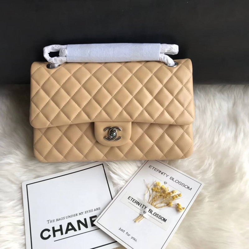 Chanel 1112 Apricot Medium Size 2.55 Lambskin Leather Flap Bag