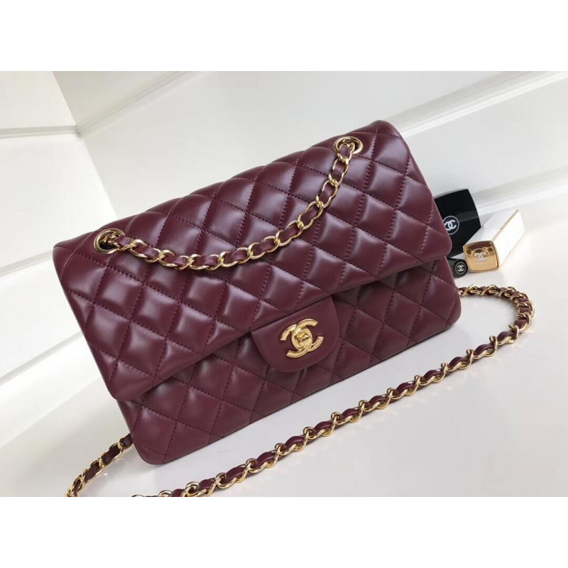 Chanel 1112 Burgundy Medium Size 2.55 Lambskin Leather Flap Bag