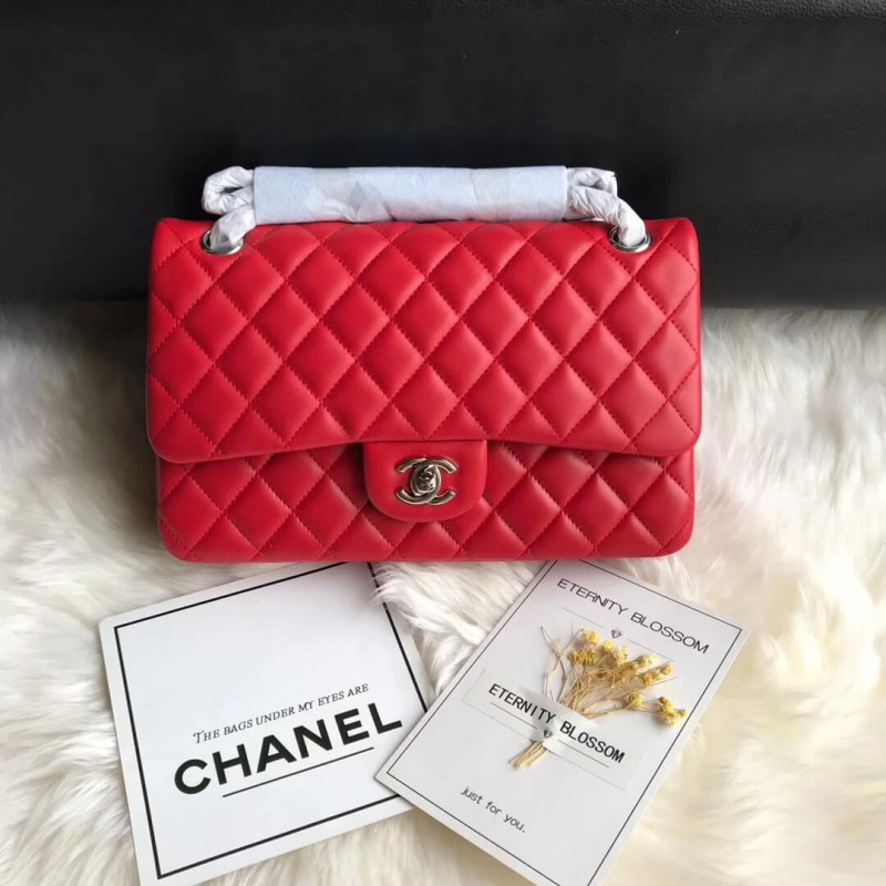 Chanel 1112 Red Medium Size 2.55 Lambskin Leather Flap Bag