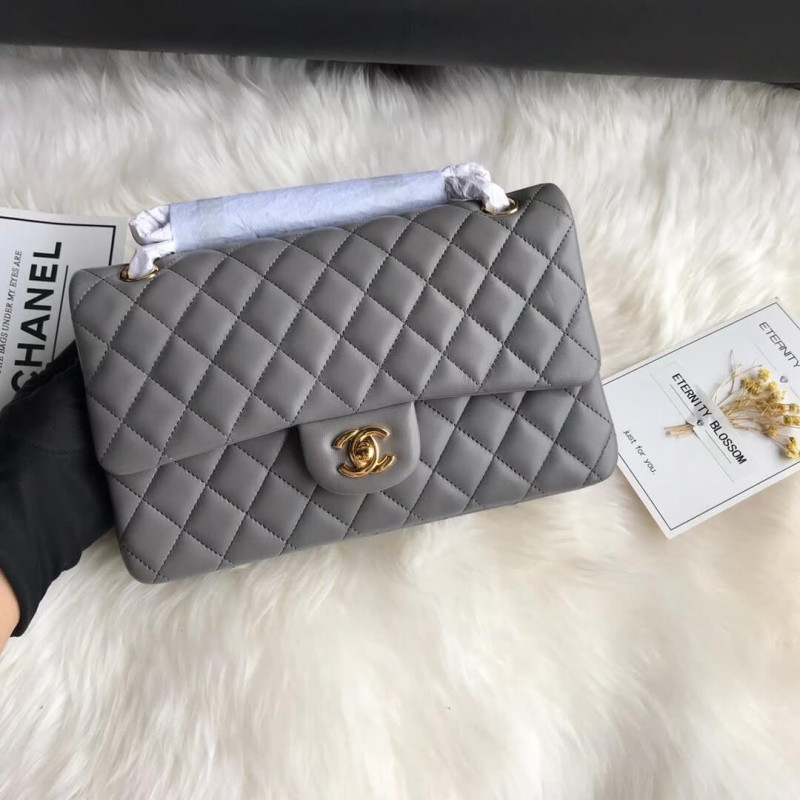 Chanel 1112 Grey Medium Size 2.55 Lambskin Leather Flap Bag