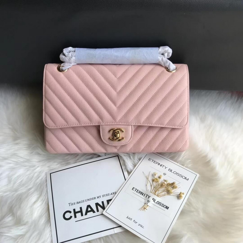 Chanel Chevron Caviar Calfskin Classic Flap Bag A01112