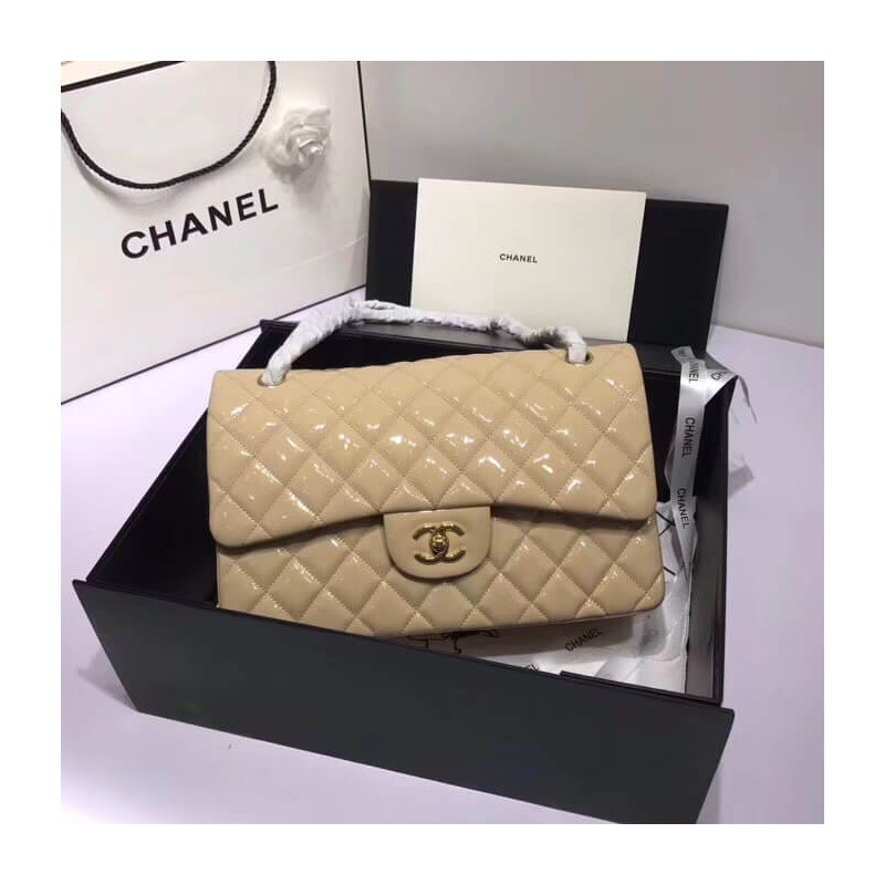 Chanel Pantent Leather 30cm Classic Flap Bag A1113