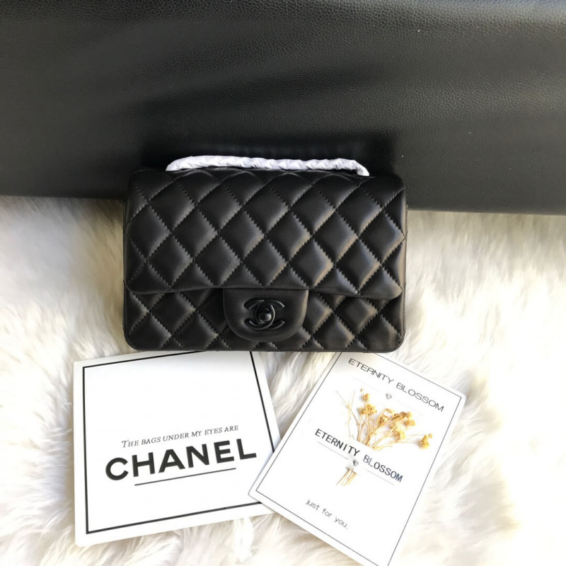 Chanel Lambskin 20cm Classic Flap Bag 1116 Black