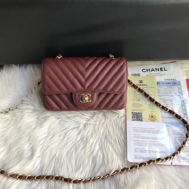 Chanel Chevron Caviar Leathe 20cm Classic Flap Bag 1116