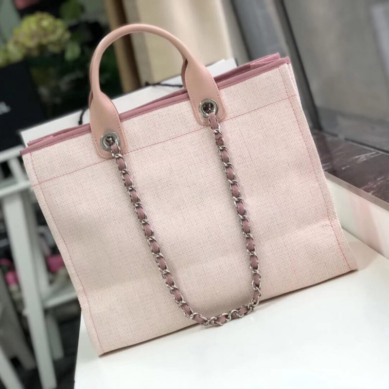 Chanel Deauville Tote 38cm Canvas Bag A66941 Bubblegum Pink