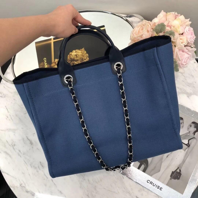 Chanel Deauville Tote 38cm Canvas Bag A66941 Blue