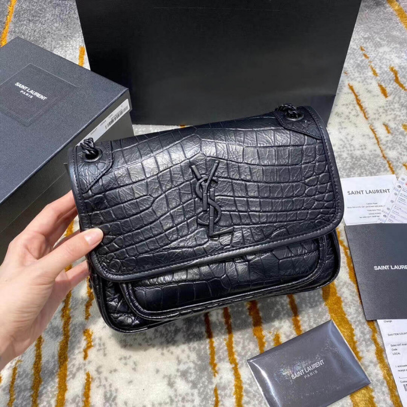 YSL Saint Laurent Niki Baby In Soft Crocodile-embossed Leather 533037