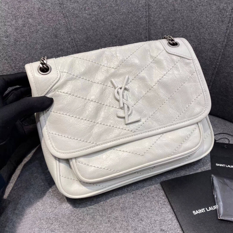 YSL Saint Laurent Niki Baby In Crinkled Vintage Leather 533037