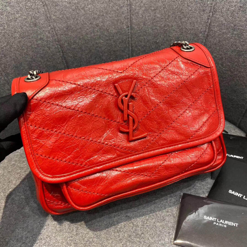 YSL Saint Laurent Niki Baby In Crinkled Vintage Leather 533037