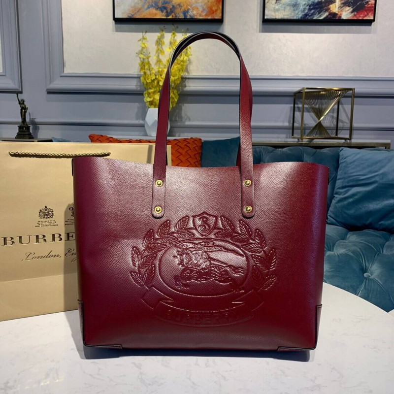 Burberry Small Embossed Crest Leather Tote 40802081