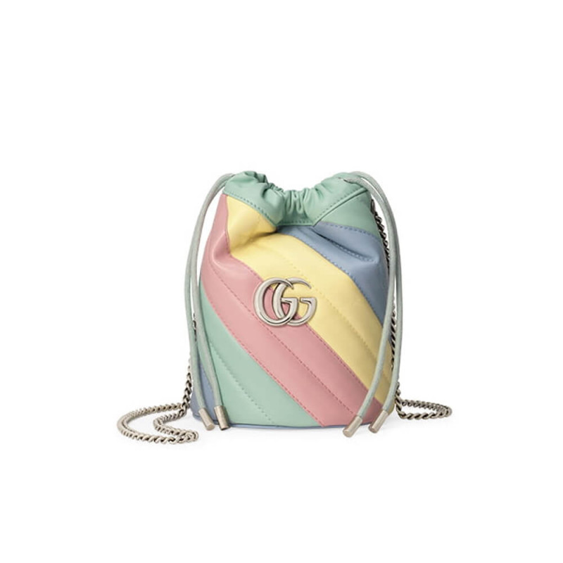 Gucci GG Marmont Mini Bucket Bag In Pastel And Rainbow 575163
