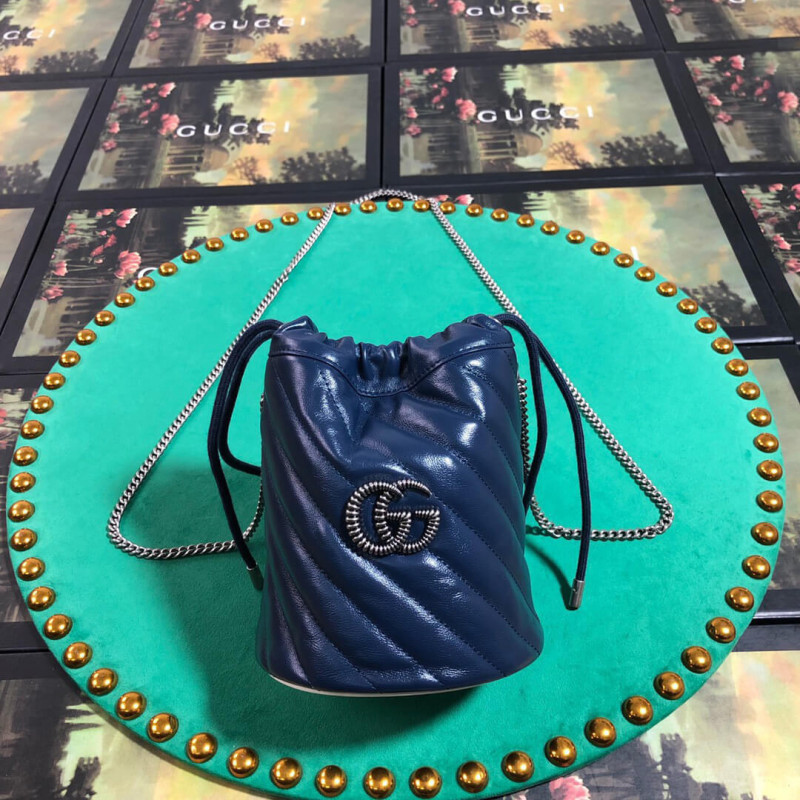 Gucci GG Marmont Mini Bucket Bag 575163 Blue