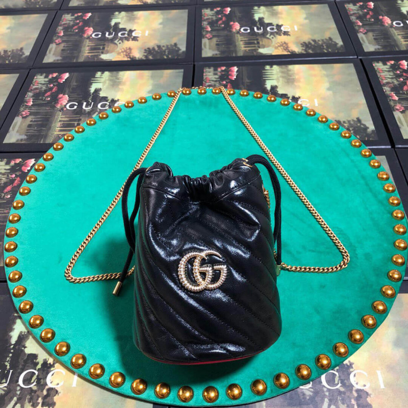 Gucci GG Marmont Mini Bucket Bag 575163 Black