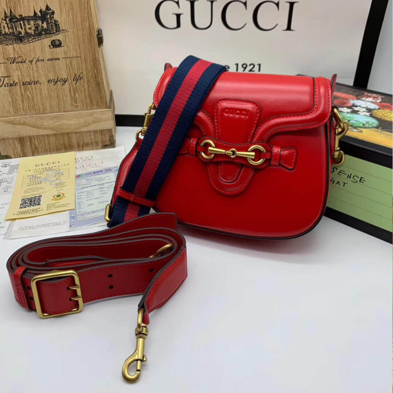 Gucci Lady Web Calfskin Leather Shoulder Bag 384821