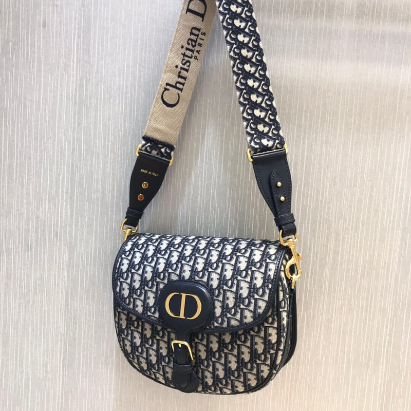 Christian Dior Large Dior Bobby Bag in Blue Dior Oblique Jacquard M9320