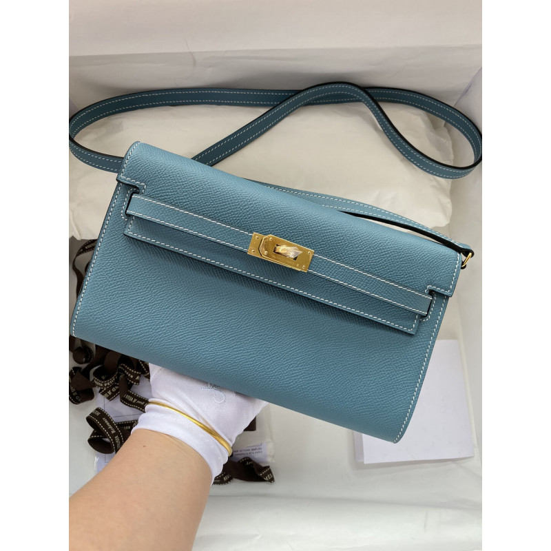 Hermes Kelly Wallet to Go Woc 499041 Blue