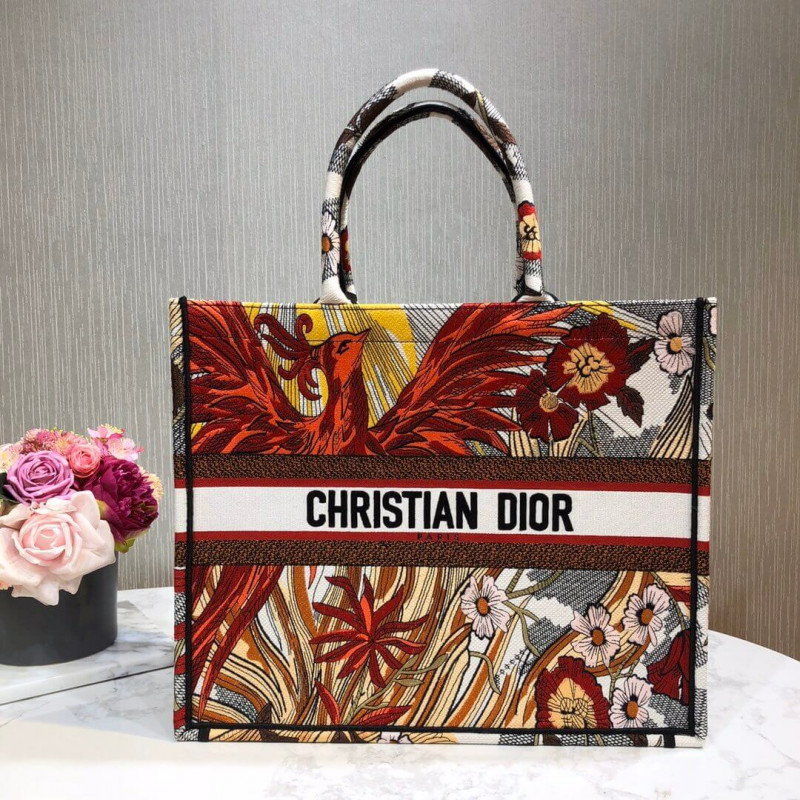 Christian Dior Book Tote Multicolor Phoenix Embroidery M1286