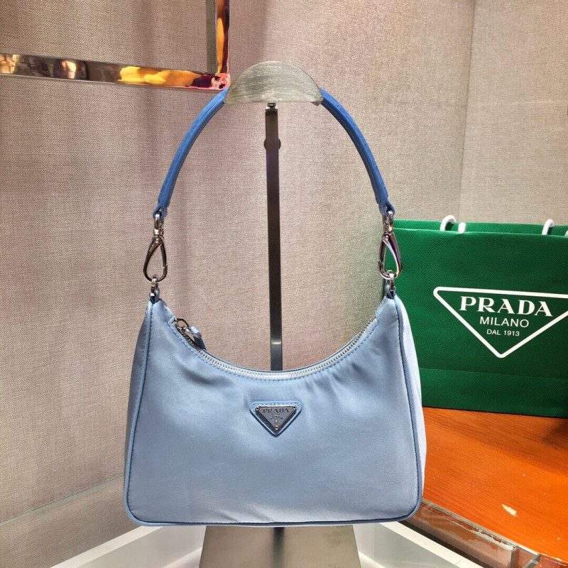 Prada Nylon And Crocodile Hobo Shoulder Bag 1BC204