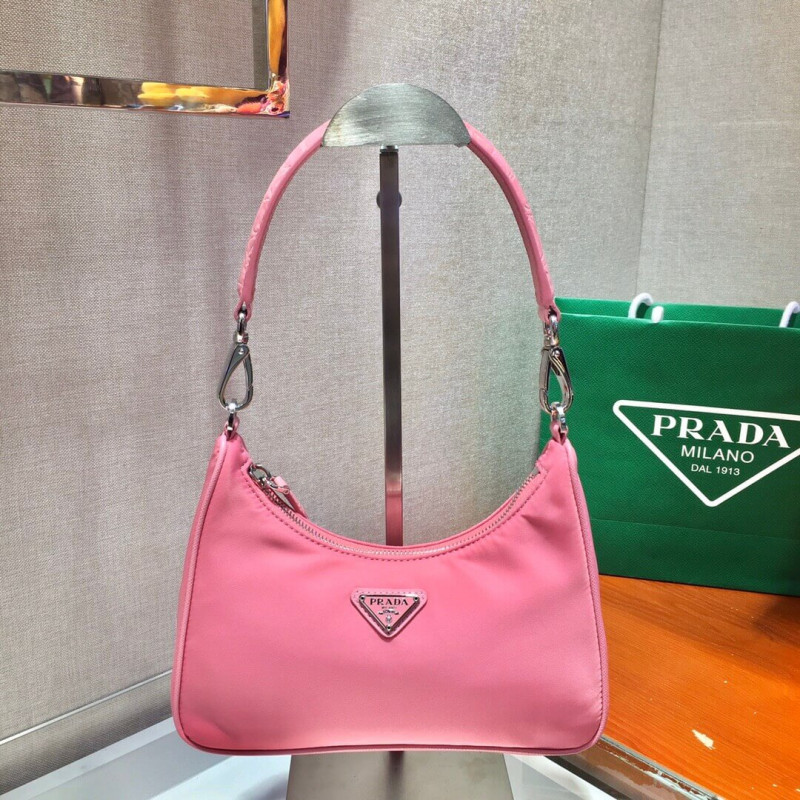 Prada Nylon And Crocodile Hobo Shoulder Bag 1BC204