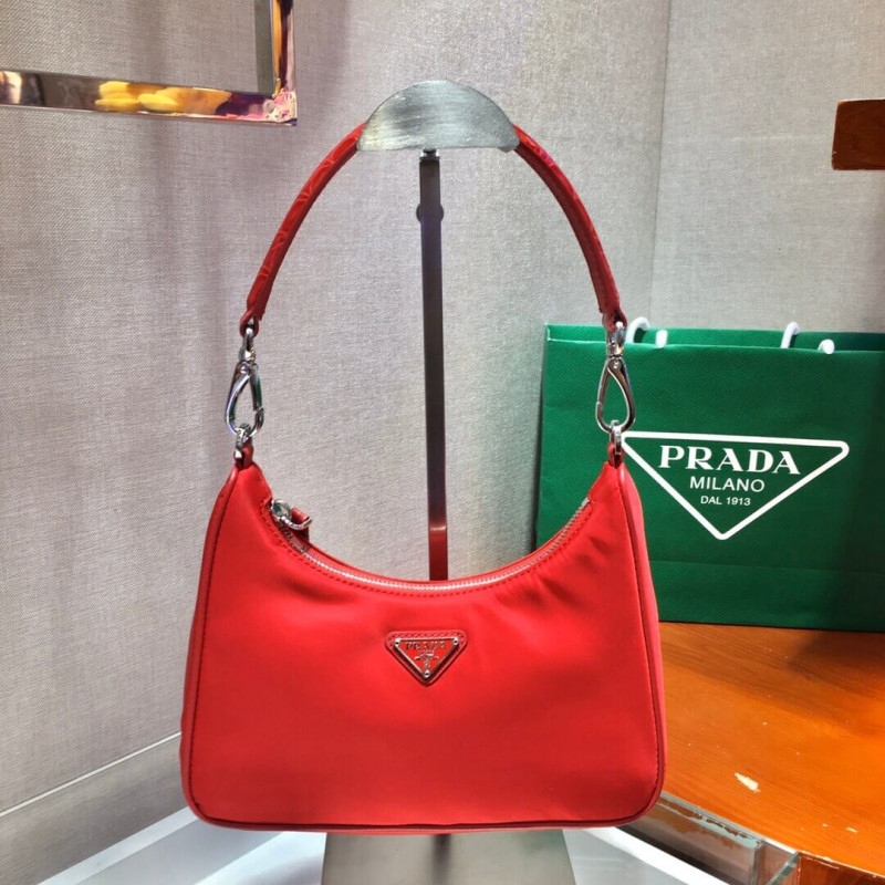 Prada Nylon And Crocodile Hobo Shoulder Bag 1BC204