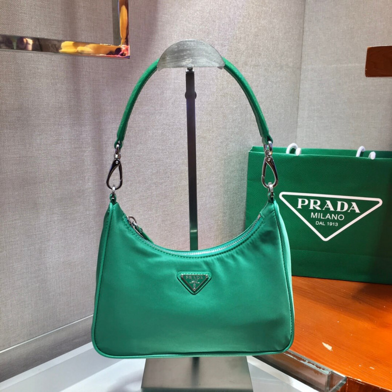 Prada Nylon And Crocodile Hobo Shoulder Bag 1BC204