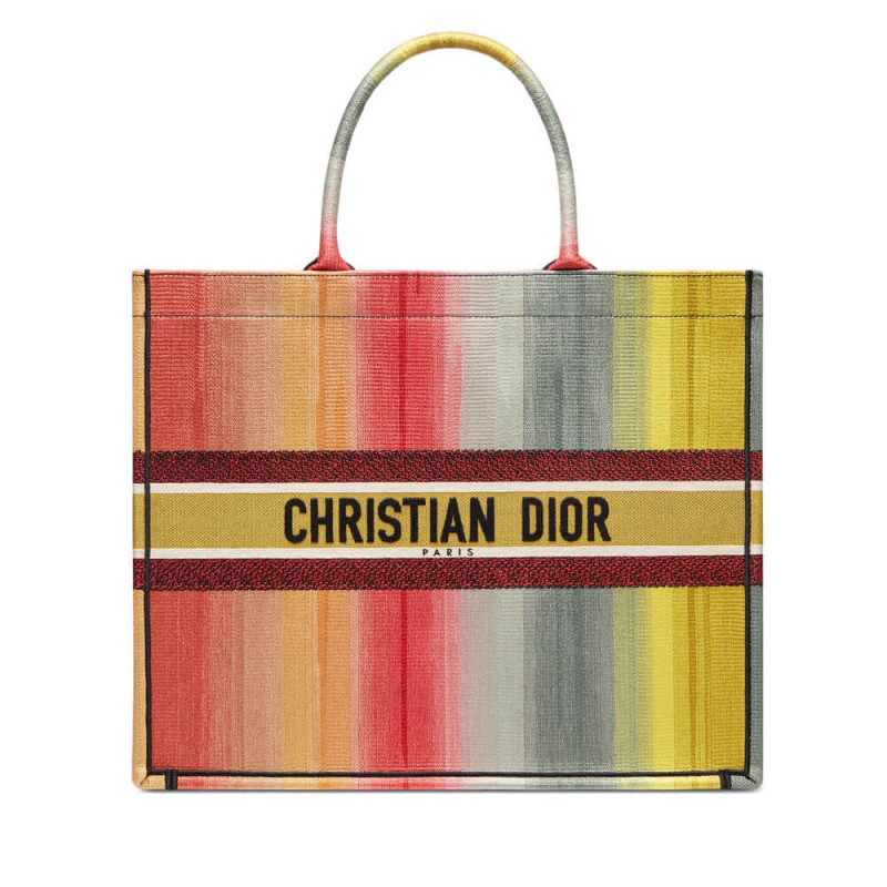 Dioraura Dior Book Tote Multicolor Stripe Embroidery M1286