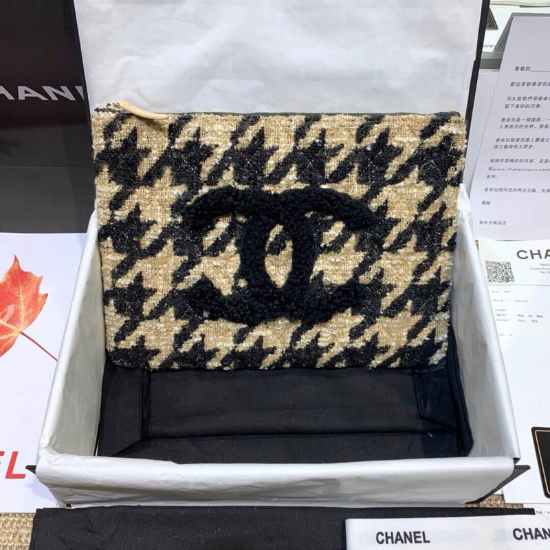 Chanel Tweed Pouch Clutch Bag AP0803