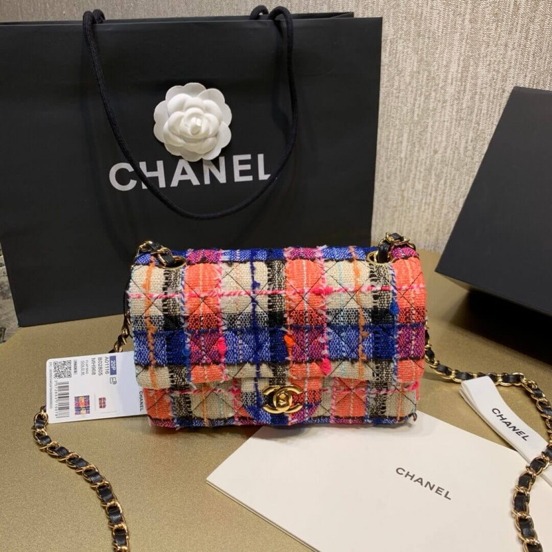 Chanel Tweed 20cm Classic Flap Bag A01116 Multicolor