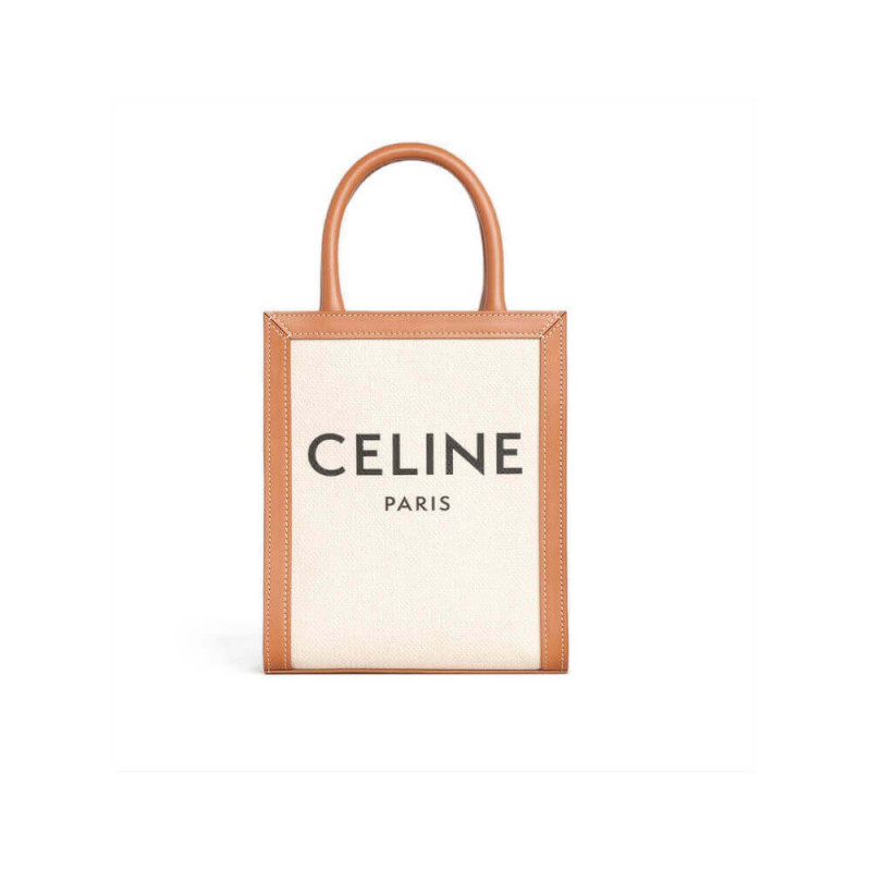 Celine Mini Vertical Cabas In Canvas and Calfskin 193302