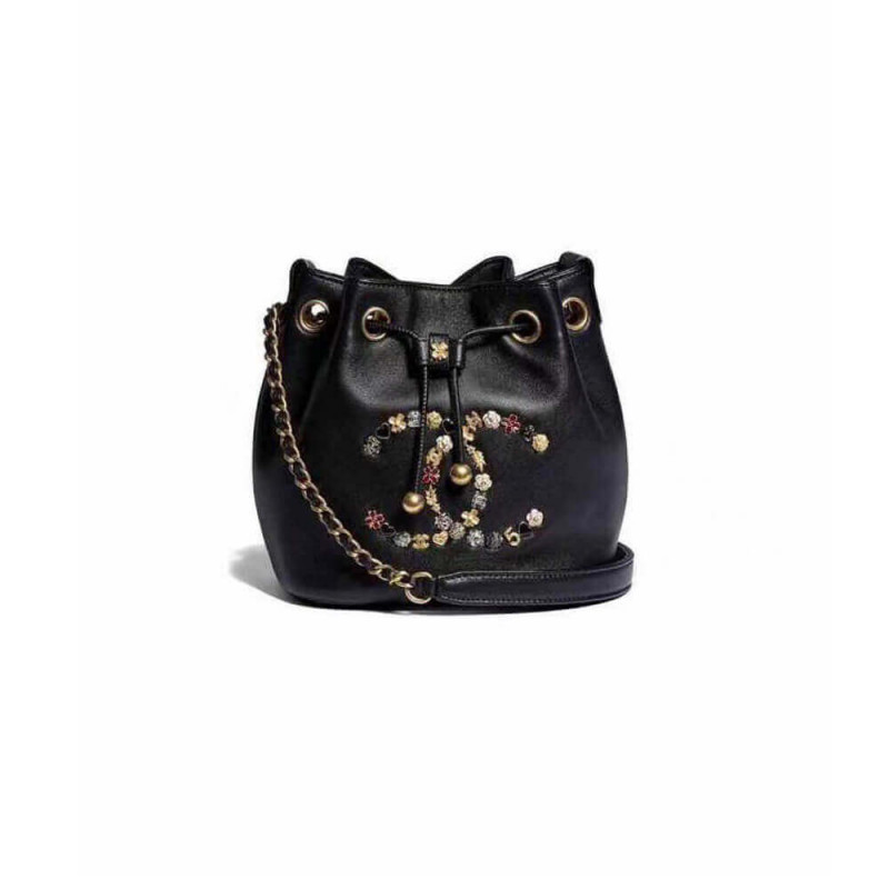 Chanel Studded CC Detail Drawstring Bucket Bag AS1883