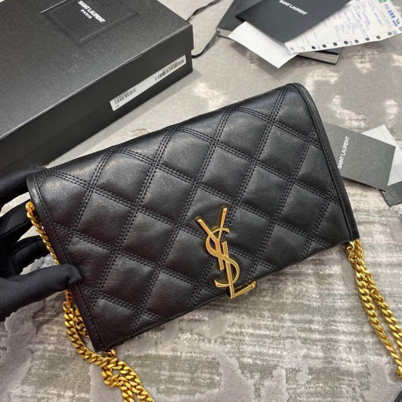 Saint Laurent Becky Chain Wallet In Quilted Lambskin 585031