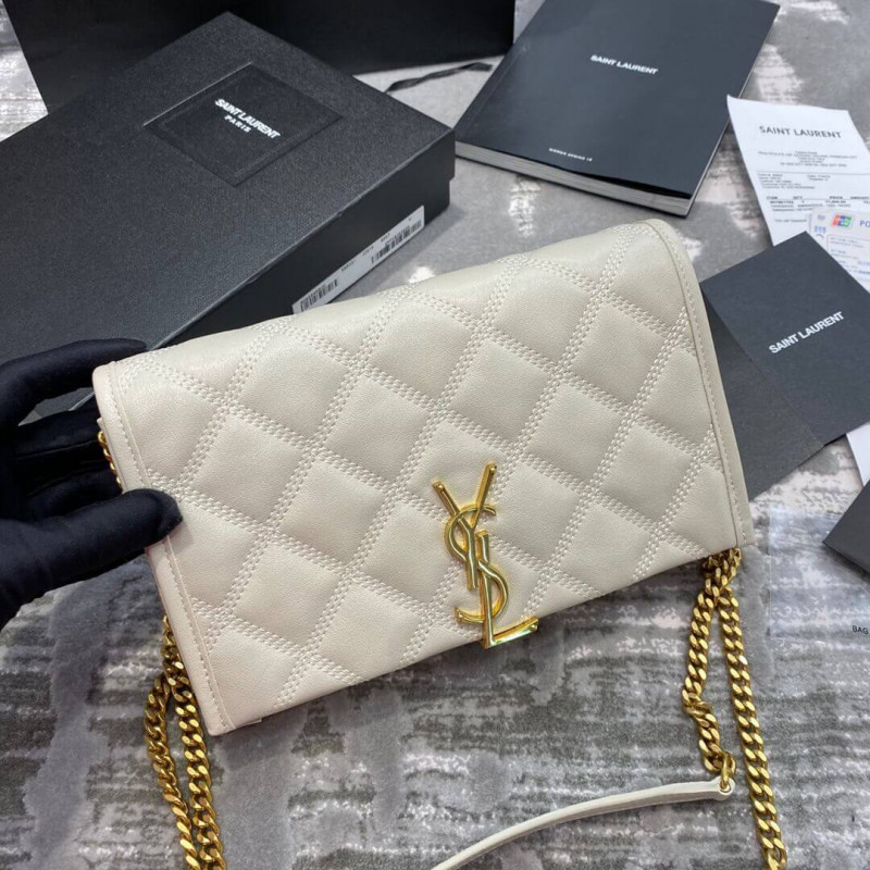 Saint Laurent Becky Chain Wallet In Quilted Lambskin 585031