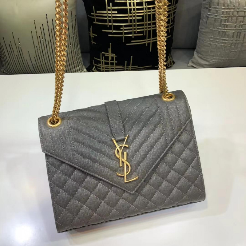 Saint Laurent Grain Leather Envelope Medium Bag 487206