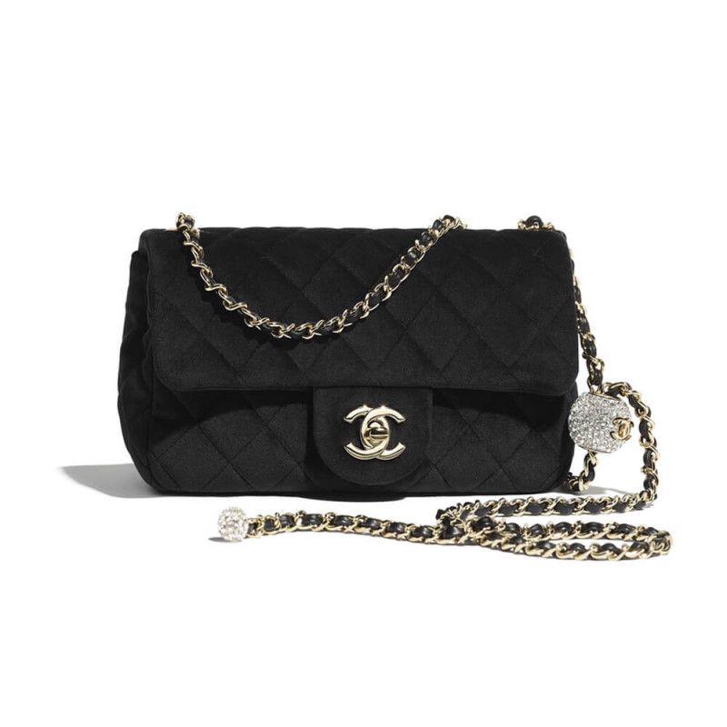 Chanel Velvet with Strass Charm Strap Flap Bag AS1787