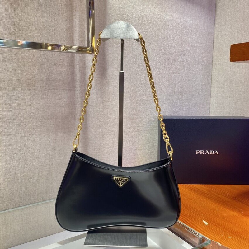 Prada Leather Chain Hobo Bag 1BC148