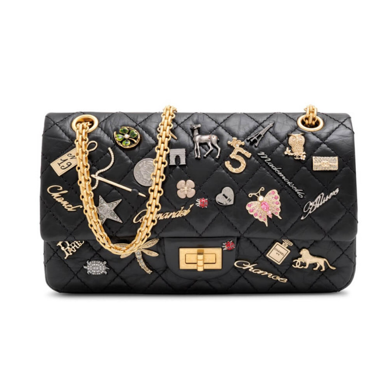 Chanel Aged Calfskin Lucky Charms 2.55 Reissue 225 Flap Black