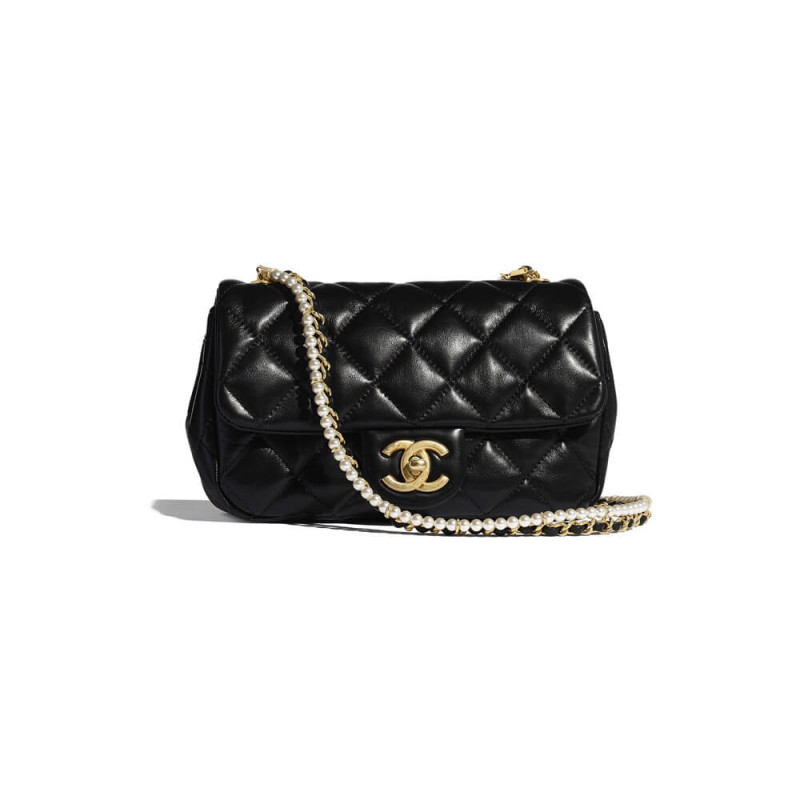 Chanel Crystal Pearls Chain Flap Bag AS2210