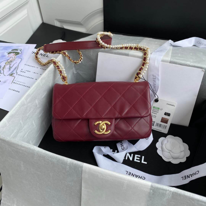 Chanel Crystal Pearls Chain Flap Bag AS2210