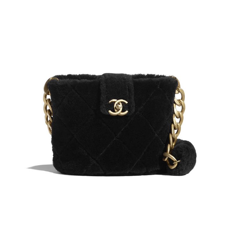 Chanel Shearling Lambskin Bucket Bag AS2241