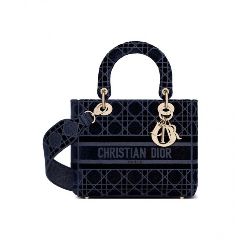 Dior Medium Lady D-Lite Bag Embroidered Velvet M0565O