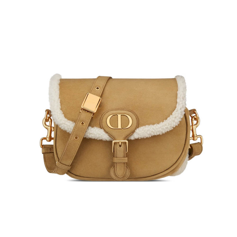 Dior Medium Bobby Bag in Camel-Colored Shearling M9319